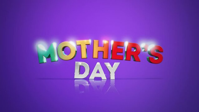 Colorful modern Mother Day text on fashion purple gradient, motion abstract holidays, promo and advertising style background