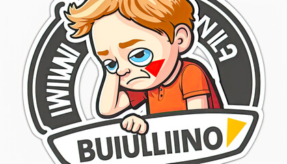 Cutout of bullying sticker on white background. Nice design for logo, patch, stickers, icon, illustration for children book, agenda, notebook - Generative AI