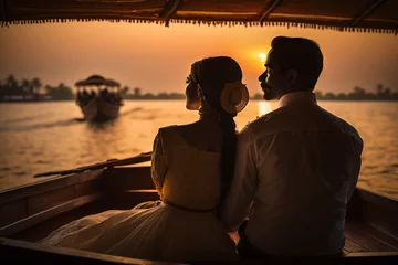 Gardinen Couple watching  the sunset in a boat in Venice, Italy  © Artofinnovation