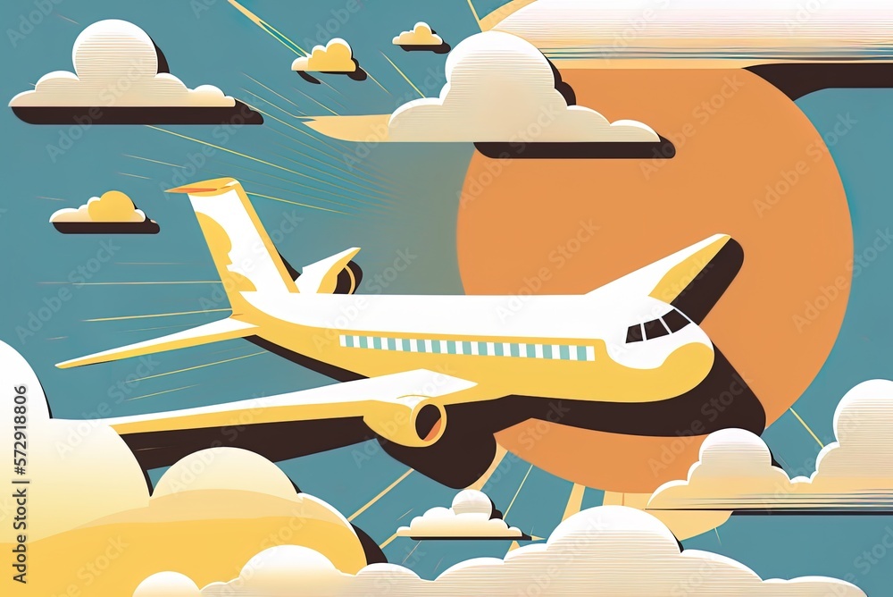 Poster clouds part to reveal a jet in flight generative ai