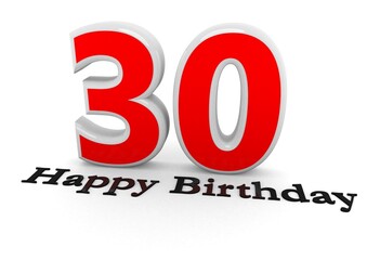 3d Rendering of a number with Happy Birthday