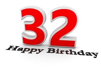 3d Rendering of a number with Happy Birthday