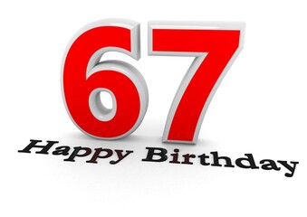 3d Rendering of a number with Happy Birthday