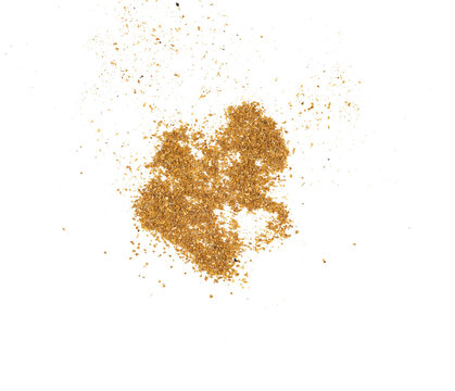 Top view of ground coriander isolated