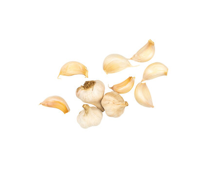 Top view of garlic isolated