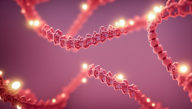 background with dna, close up of DNA for medical or educational purpose, close up of bacteria or virus for medical purpose or educational Background macro image of dna and virus. generative ai