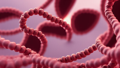 background with dna, close up of DNA for medical or educational purpose, close up of bacteria or virus for medical purpose or educational Background macro image of dna and virus. generative ai