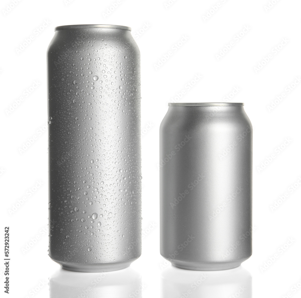 Canvas Prints Aluminum cans on white background. Mockup for design