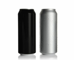 Aluminum cans on white background. Mockup for design