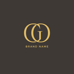 Letter GO Logo Luxury Gold and Brown