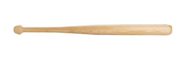 Wooden baseball bat isolated on white. Sports equipment