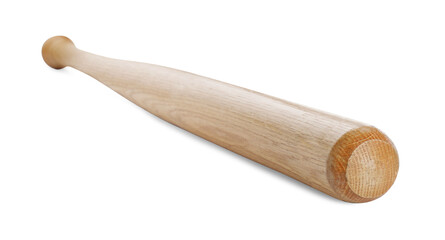 Wooden baseball bat isolated on white. Sports equipment