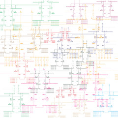 Electric wiring diagram for power transformers