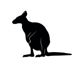 Vector flat kangaroo silhouette isolated on white background