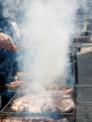 Smoke of grilled meat at Tsiknopempti (Smokey Thursday), Limassol, Cyprus