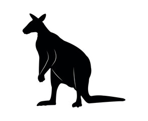 Vector flat kangaroo silhouette isolated on white background
