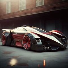 Naklejka premium Retro futuristic sports car designed for speed and handling. Generative AI