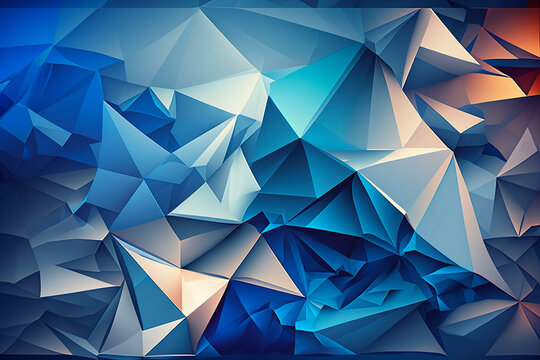 Classic Blue Abstract trianglify Art background illustration. Generative AI