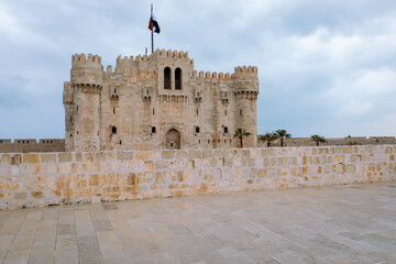 Citadel of Qaitbay, a 15th century defensive fortress located on the Mediterranean sea coast....