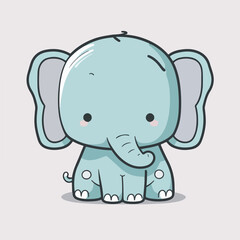 Cute baby elephant, drawn vector illustration. Children's illustration. Use it for a happy birthday invitation card, printing on a T-shirt.