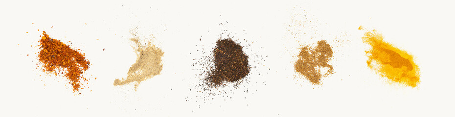 Set of herb and spices powder isolated