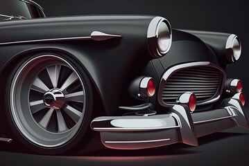 Obraz na płótnie Canvas Detail image of a contemporary black car's exterior. Generative AI