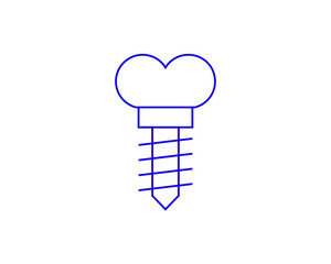 Isolated Concept of a pin for a tooth in a flat style. dental thin line icon. Dentist editable stroke icon.  Vector illustration