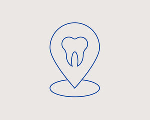 Concept of location of dentistry in a flat style. dental thin line icon. Dentist editable stroke icon.  Vector illustration