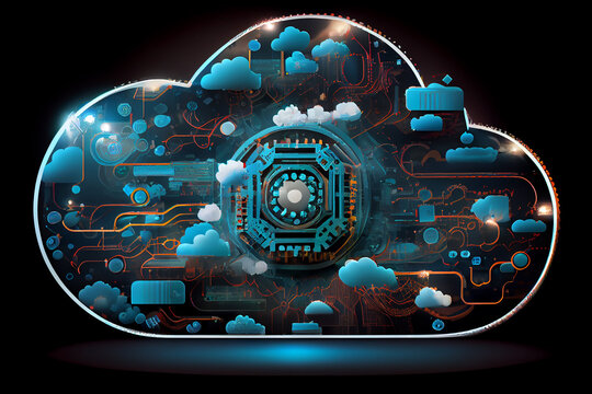 Illustration of cloud computing concept. generative AI