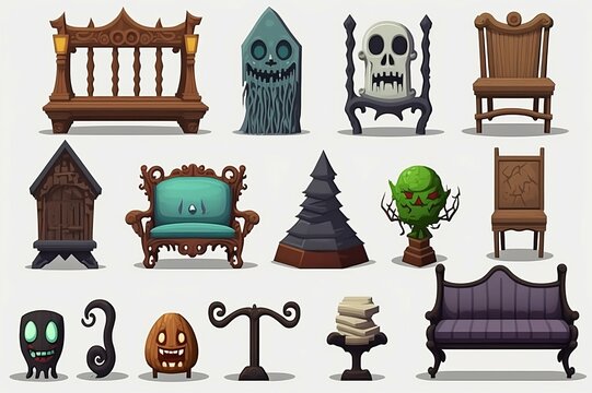 furniture icons pack illustration