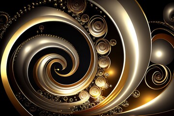 Golden Swirl Abstract Background – Generative AI