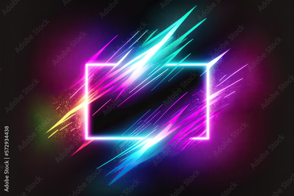 Poster the shining square neon banner. multi-colored bright framework. design element. abstract background.