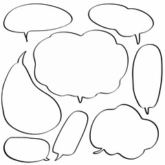 set hand drawn doodles of  speech bubbles