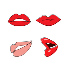 kiss mark, lip line drawing, Hand drawn vector. a variety of lip shapes, Side profile lips. Love design concept line icon. Valentines day design concept art.