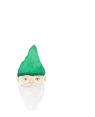 Watercolor green gnome. leprechaun illustration. Saint Patrick's day hand painted illustration 