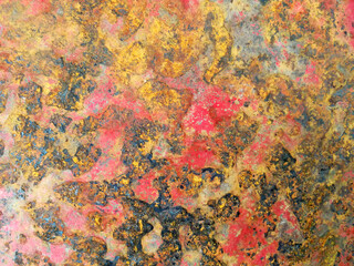 old red paint with rusty surface.