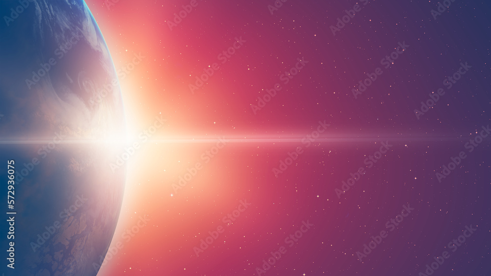 Poster planet earth with a spectacular sunset 