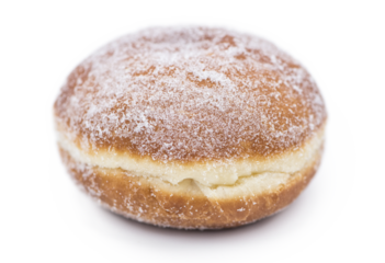 Fresh made Berliner (transparent background, selective focus)