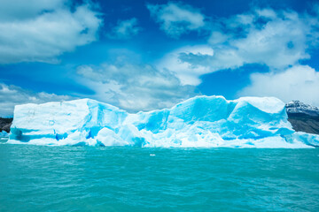 View of some beautiful icebergs at Argentino Lake - El Calafate, Argentina