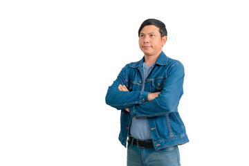 Fototapeta premium Asian man in jeans doing various poses