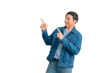 Asian man in jeans doing various poses