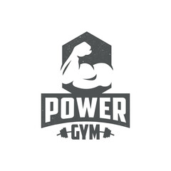 Power Gym, fitness retro t-shirt print, logo, emblem