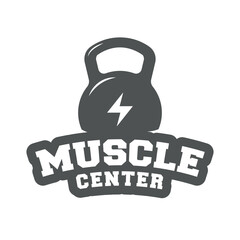 Muscle Center, fitness gym retro t-shirt print, logo, emblem