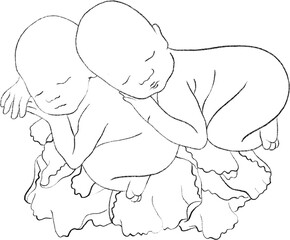 Flower's Newborn Line Arts Clipart with sleeping babies, rose, sunflower, iris, sunflower, hydrangea, tulip, lilac, magnolia and more. Perfect for baby shower, milestone cards, nursery decor