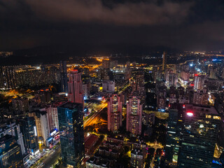 Obraz premium Aerial view of landscape at night in Shenzhen city,China