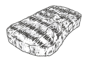 Fried steak monochrome vintage emblem