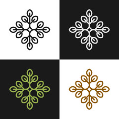 Fancy leaf logo in several colors