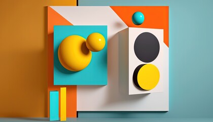 funky art in abstract geometric shape background, Generative Ai