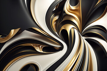 Abstract white, gold and black luxury background. AI