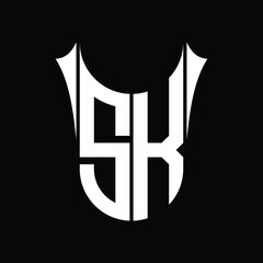 Obraz na płótnie Canvas SK Logo monogram shield sharp half round shape images design template